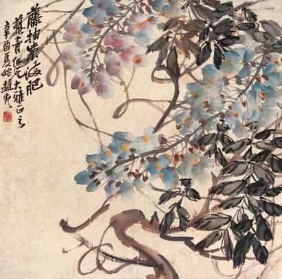 赵云壑 1921年作 藤抽紫满肥 立轴